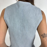 Gilet monopetto in lino - Eleh SS260309 BLU ELEH 