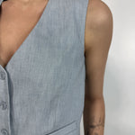 Gilet monopetto in lino - Eleh SS260309 BLU ELEH 