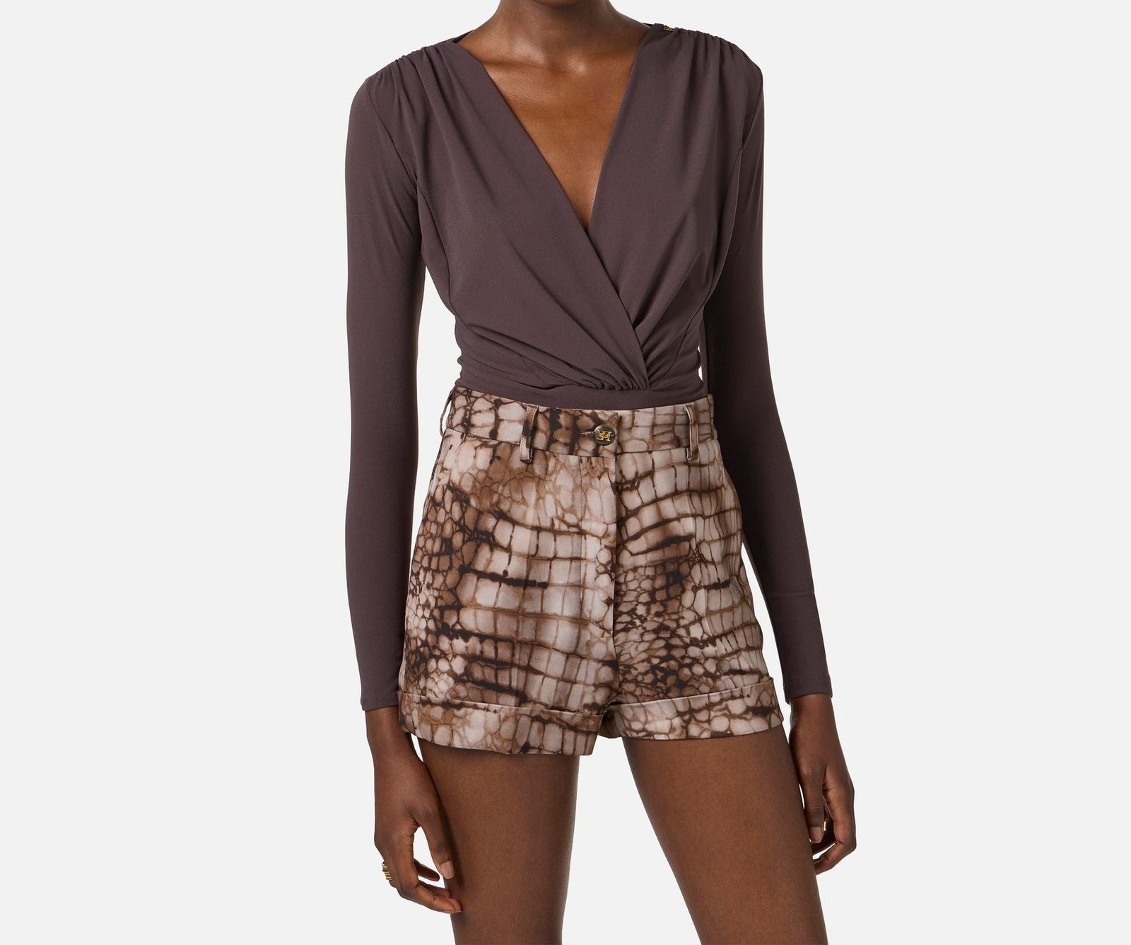 Body in georgette stretch - Elisabetta Franchi BO03162E2 EV9 ELISABETTA FRANCHI 
