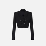 Giacca cropped in gabardina - Elisabetta Franchi GI22361E2 110 ELISABETTA FRANCHI 