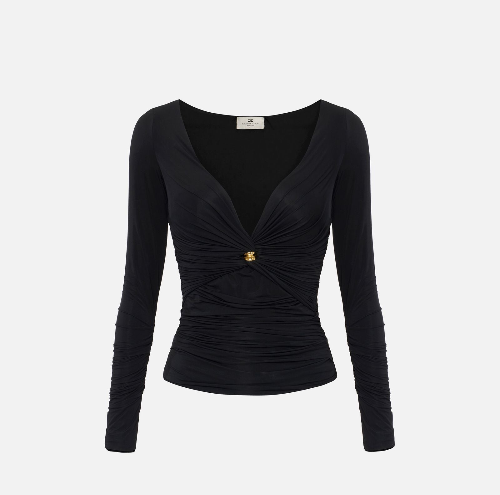 Maglia in jersey con gioiello - Elisabetta Franchi MD02962E3 110 ELISABETTA FRANCHI 