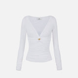 Maglia in jersey con gioiello - Elisabetta Franchi MD02962E3 360 ELISABETTA FRANCHI 