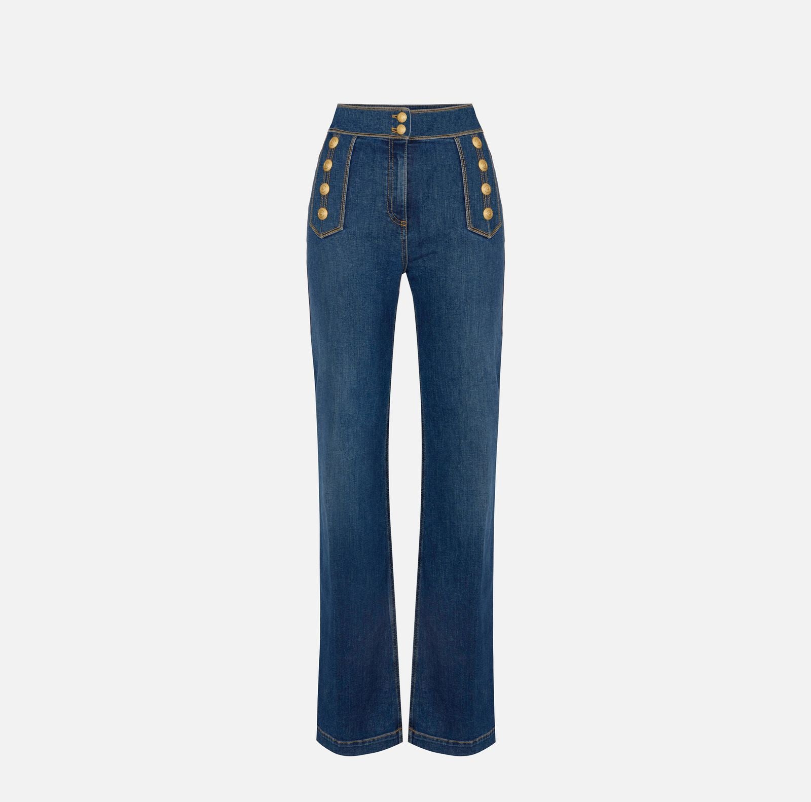 Jeans palazzo con bottoni - Elisabetta Franchi PJ19D61E2 104 ELISABETTA FRANCHI 