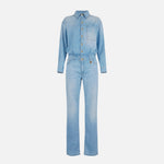 Tuta denim con lettering - Elisabetta Franchi TJ44D61E2 192 ELISABETTA FRANCHI 