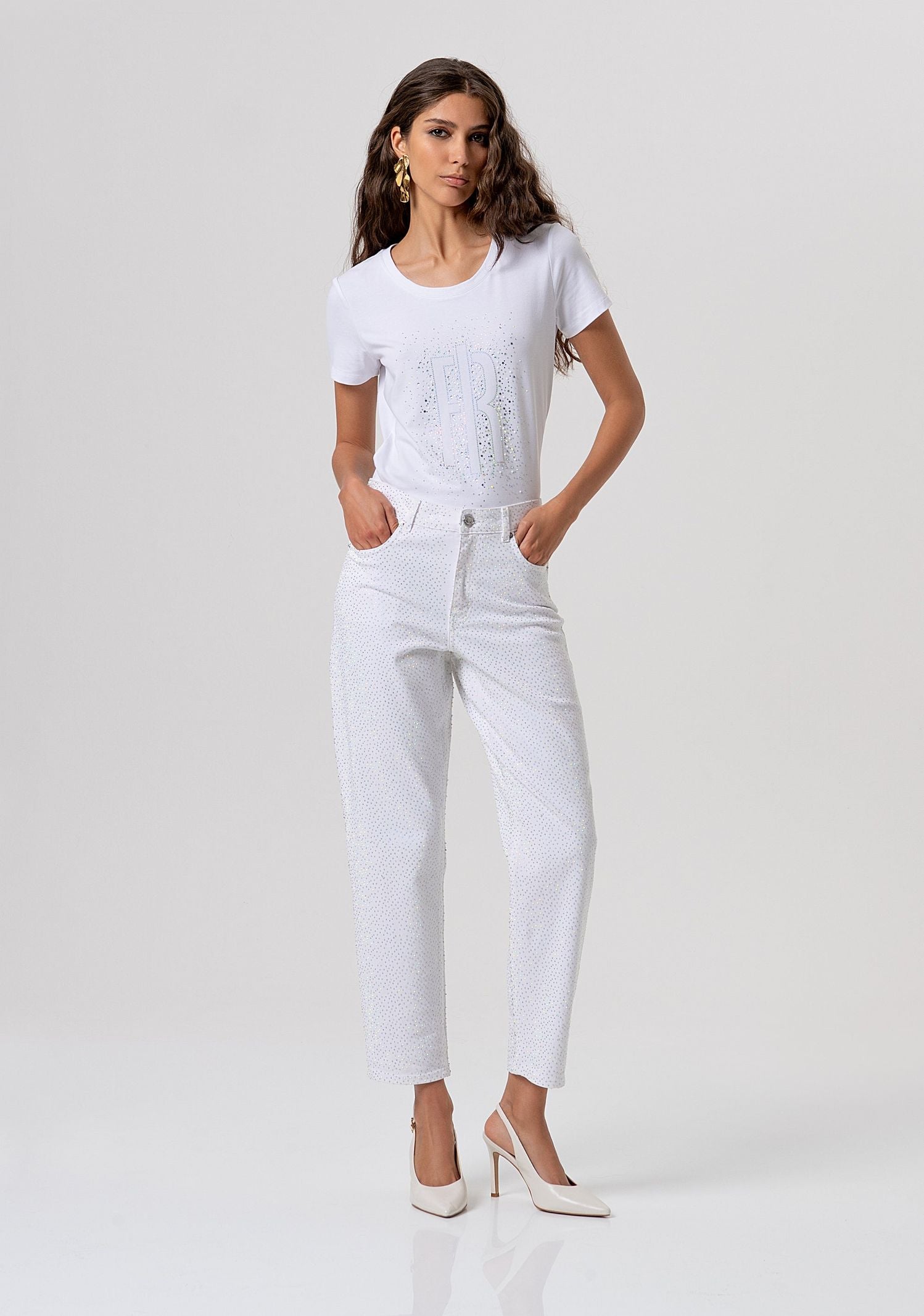 Pantalone mom fit con strass - Fracomina FP26SVD005W615R9 278 FRACOMINA 
