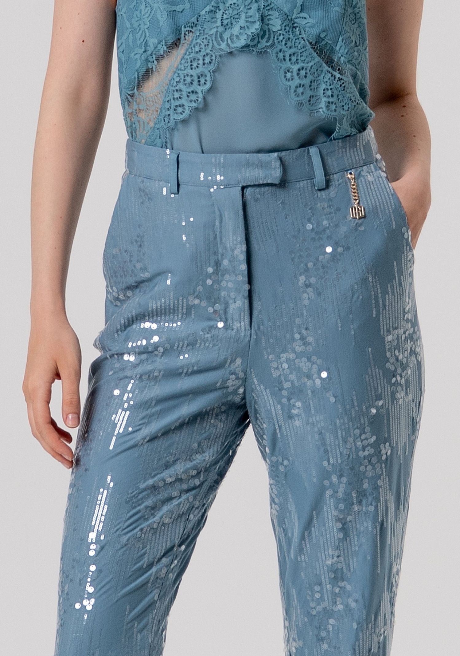 Pantalone flare con paillettes - Fracomina FQ26SV3002W498N6 C33 FRACOMINA 