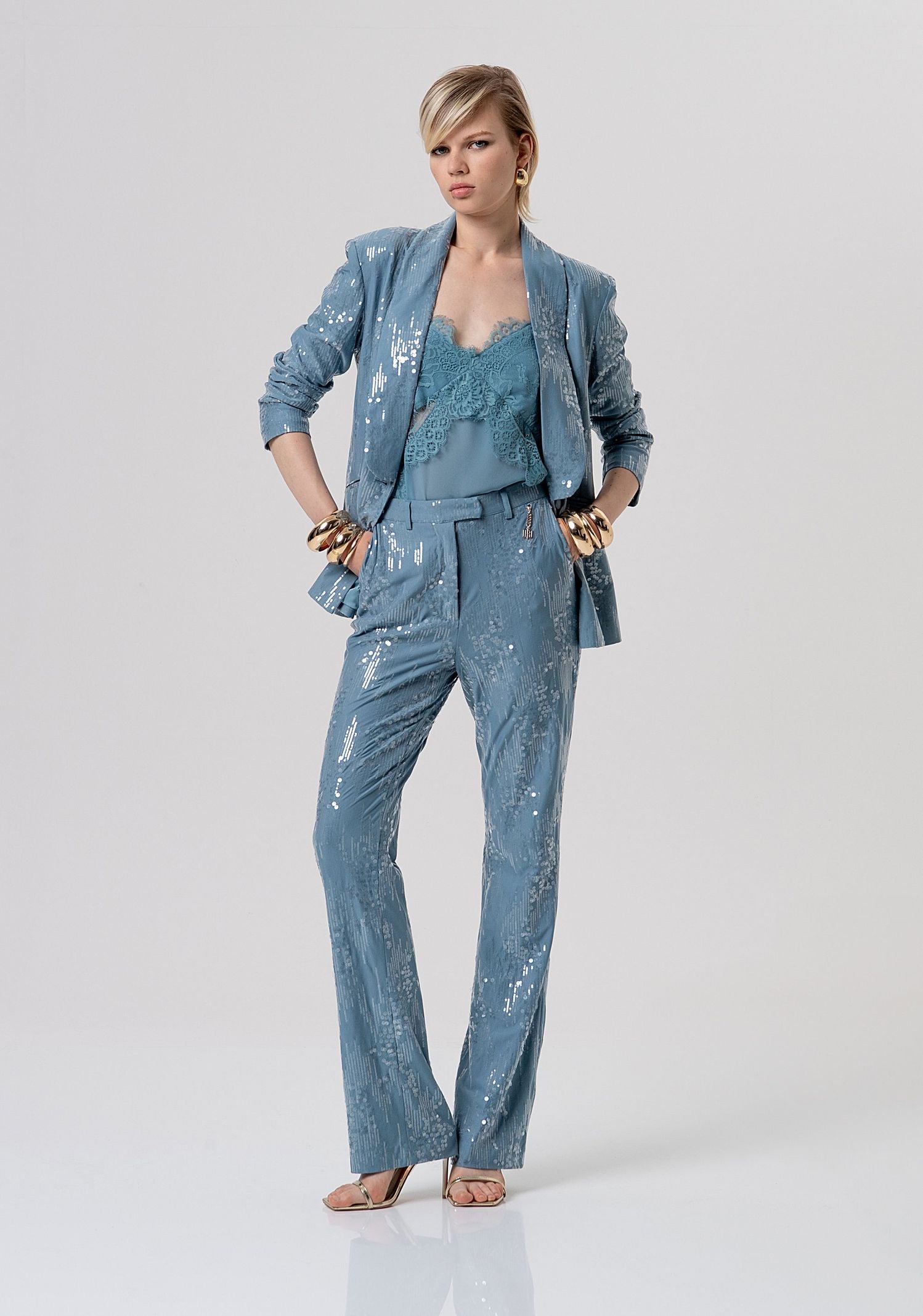 Pantalone flare con paillettes - Fracomina FQ26SV3002W498N6 C33 FRACOMINA 