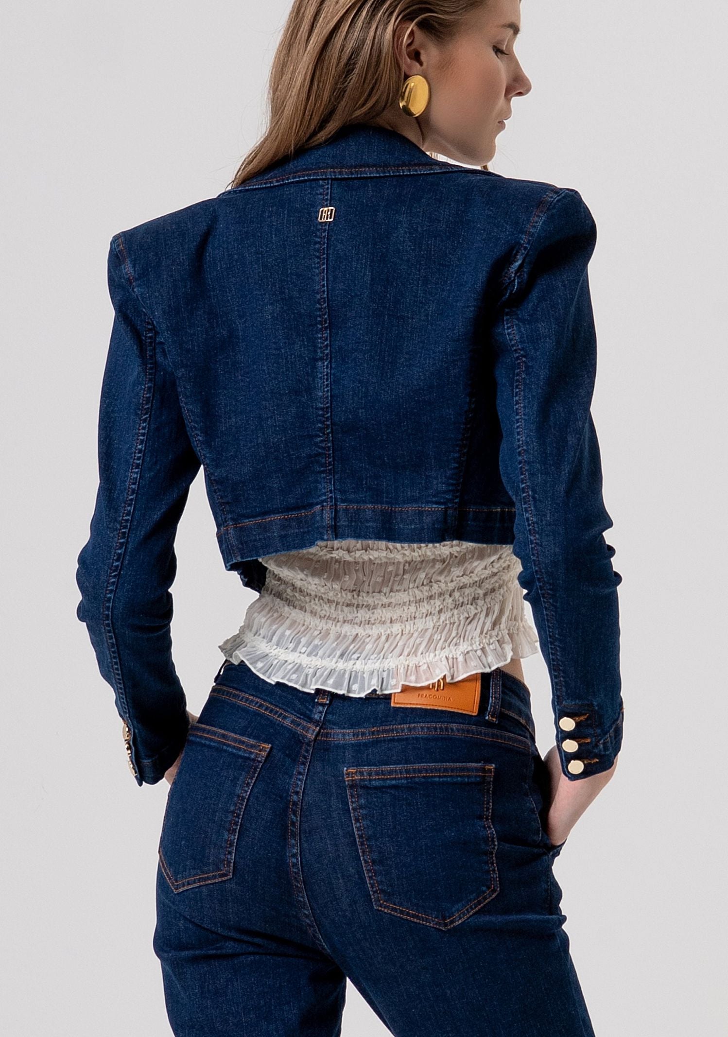 Giacca crop in denim con spalline - Fracomina FR26SJ1016D46093 L23 FRACOMINA 