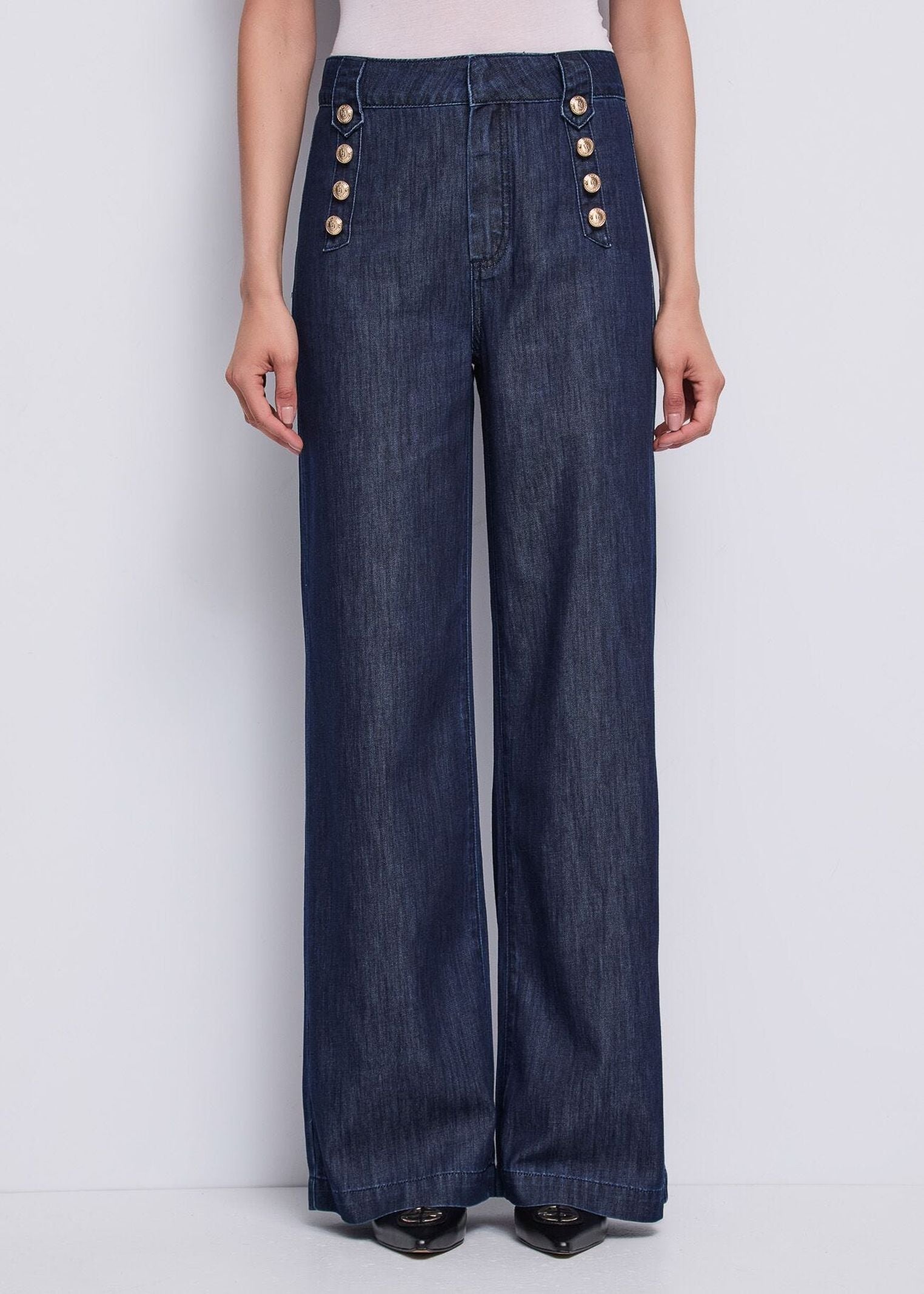 Jeans wide leg con bottoni dorati - Gaudi 611BD26038 00 GAUDI' 