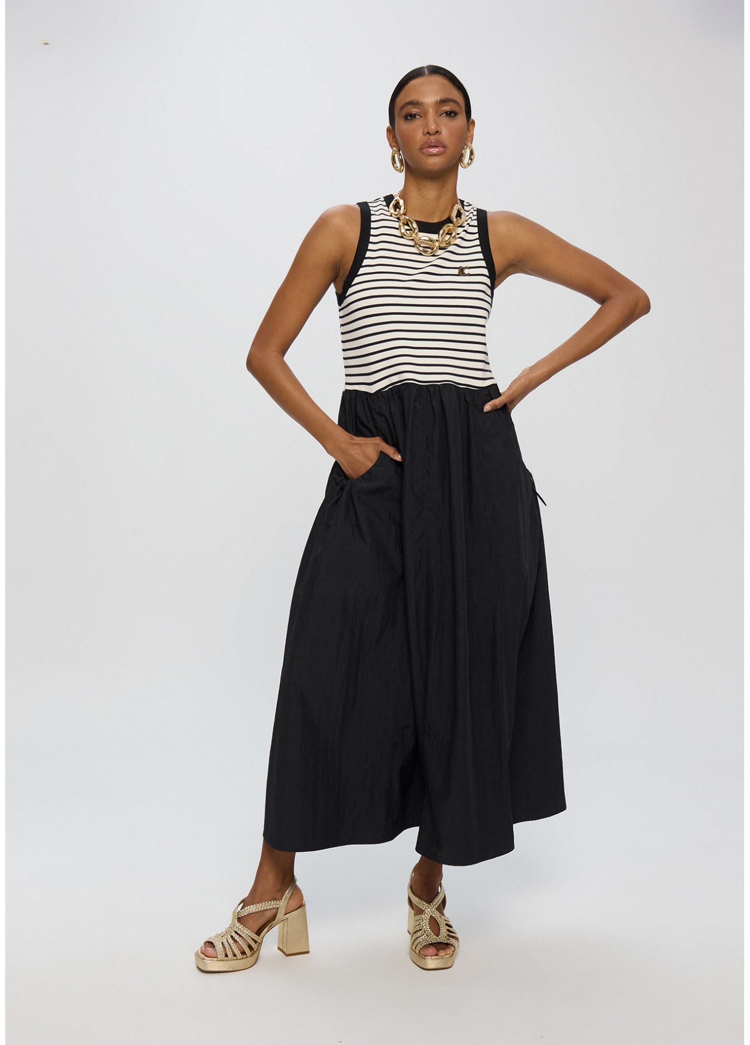 Abito bimateriale a righe - LolaCasademunt LS2616151 00N LOLA 