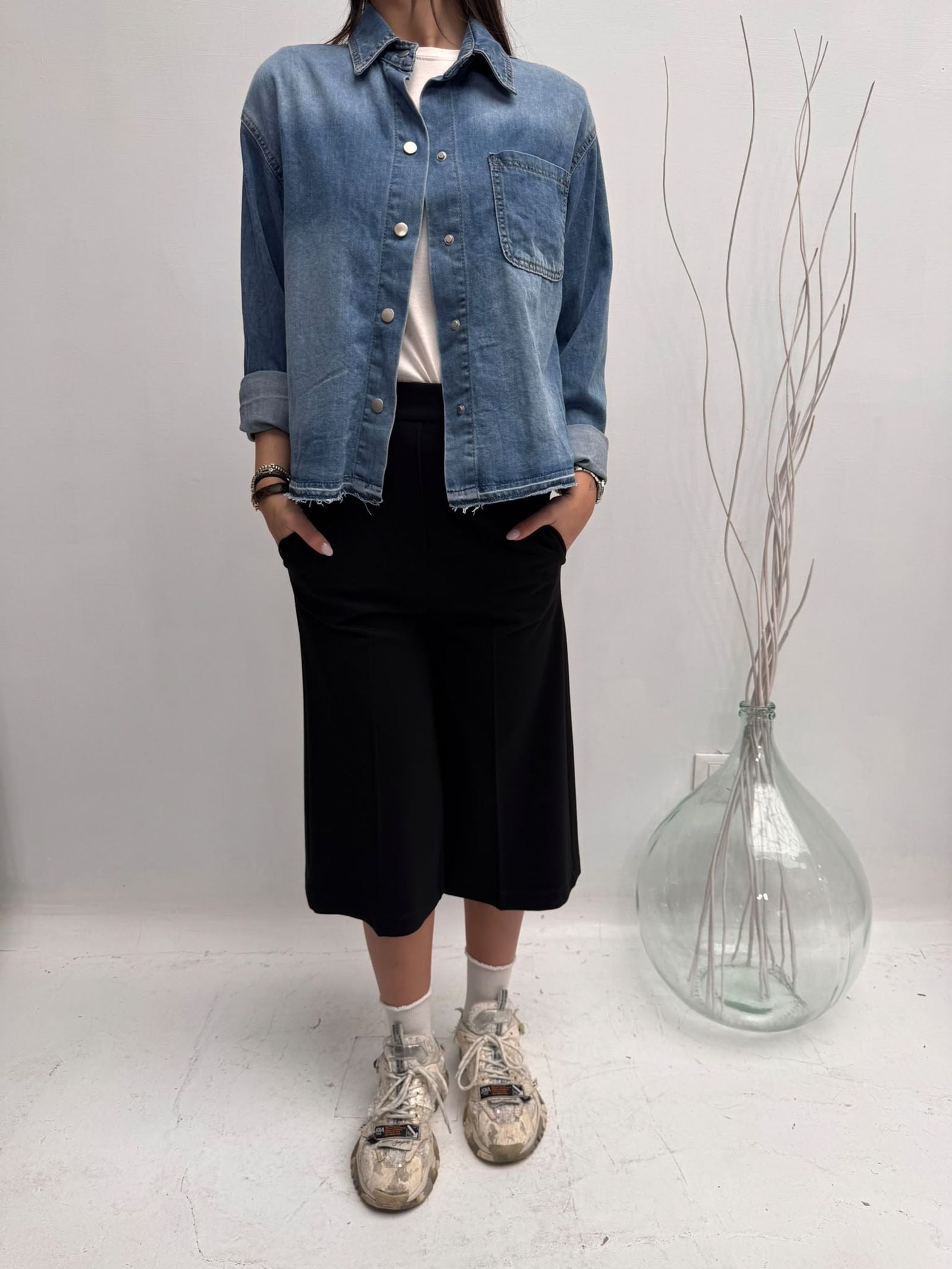 Camicia cropped in denim - Ofelia 224101JC9566102 DENIM OFELIA 
