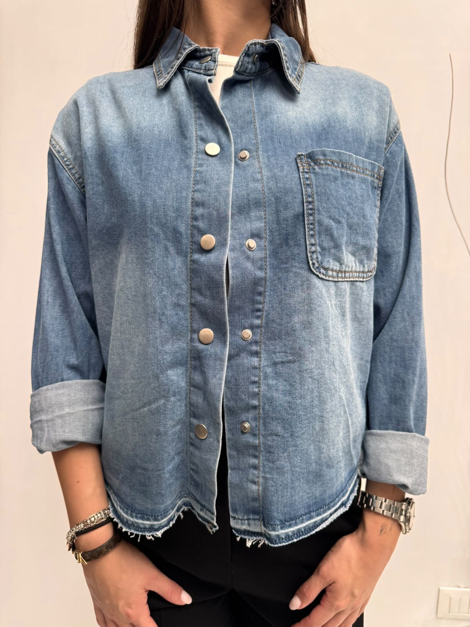 Camicia cropped in denim - Ofelia 224101JC9566102 DENIM OFELIA 