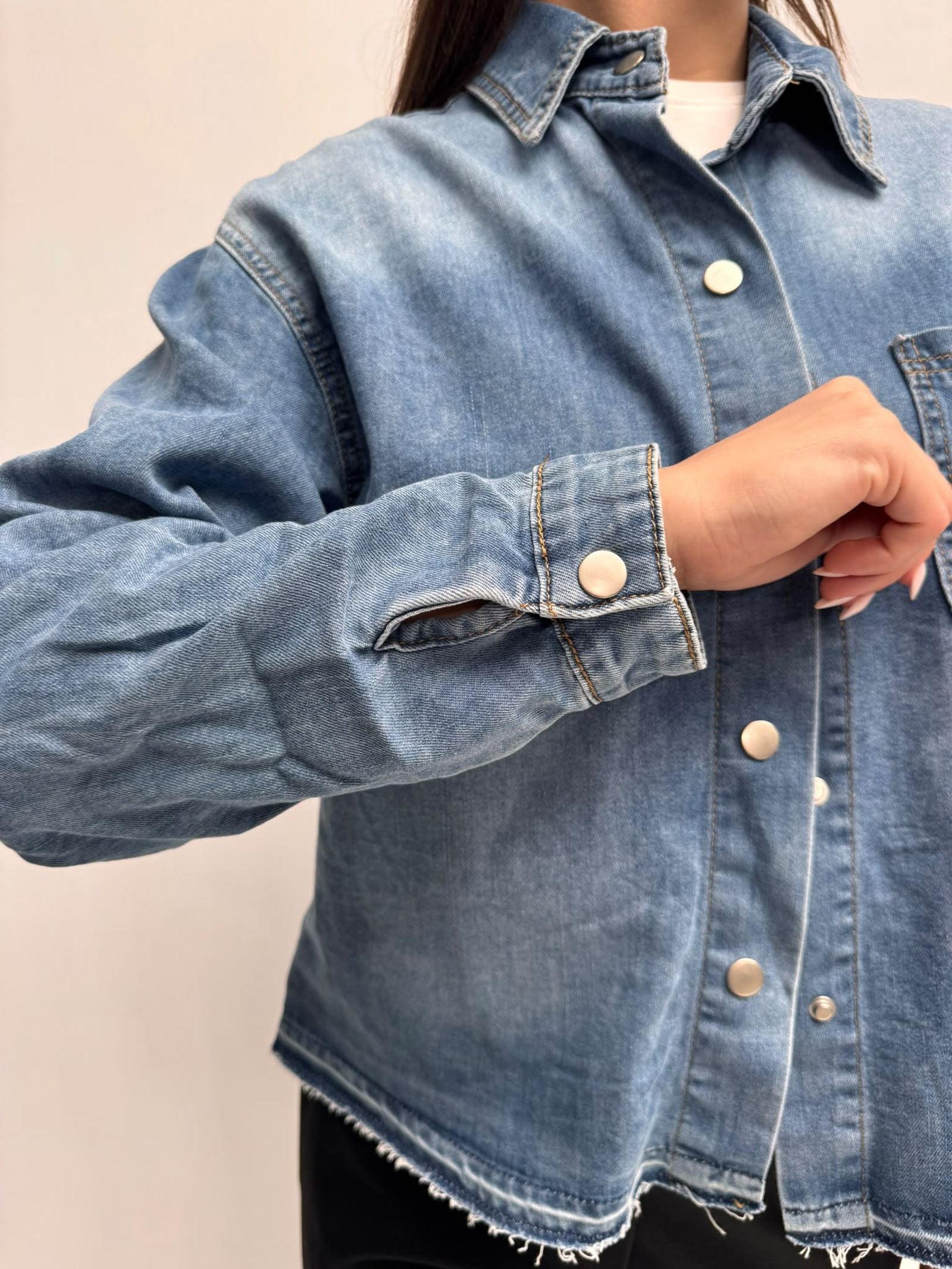 Camicia cropped in denim - Ofelia 224101JC9566102 DENIM OFELIA 