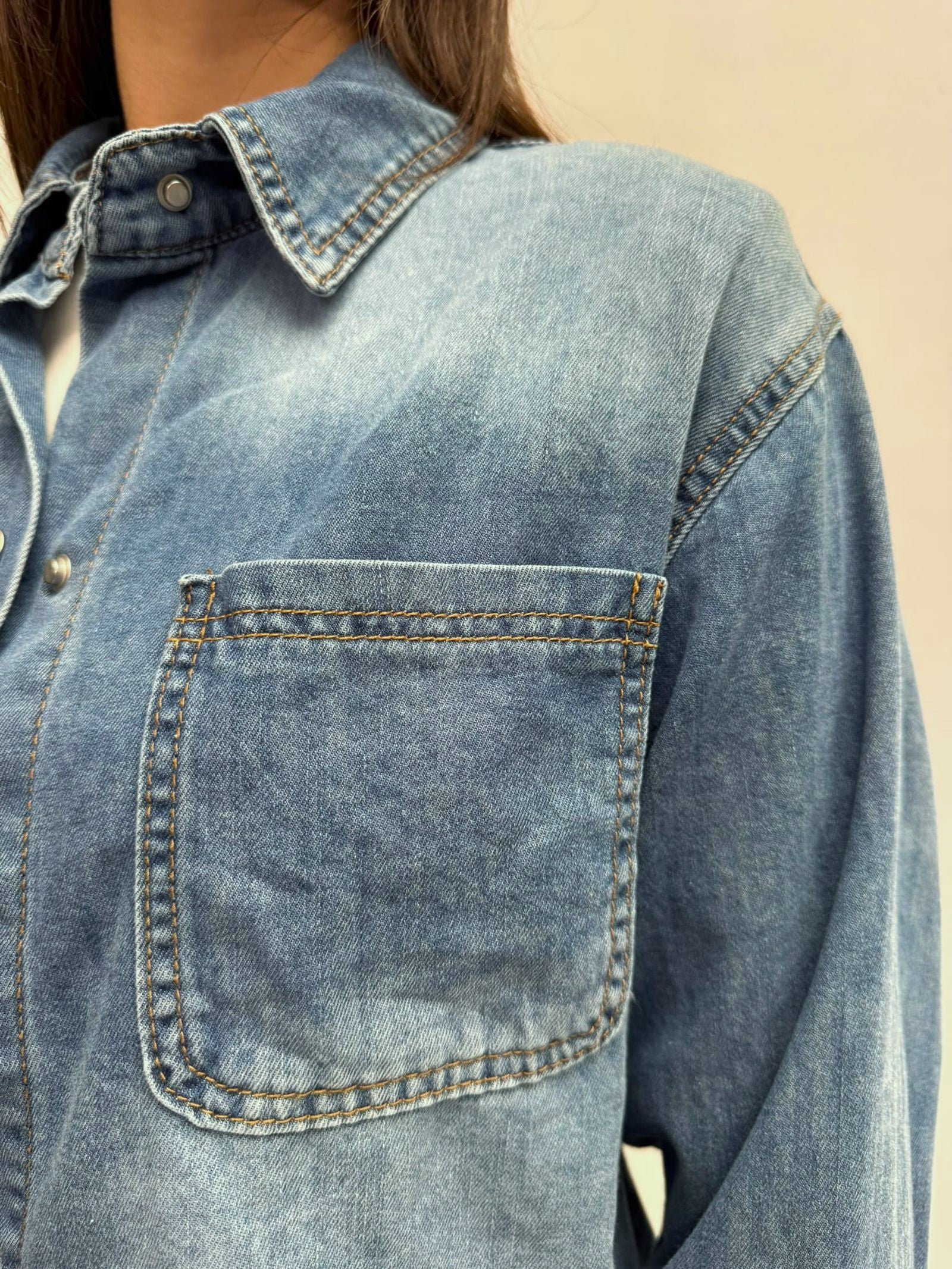 Camicia cropped in denim - Ofelia 224101JC9566102 DENIM OFELIA 