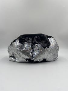 Borsa hobo paillettes argento nero - Ofelia