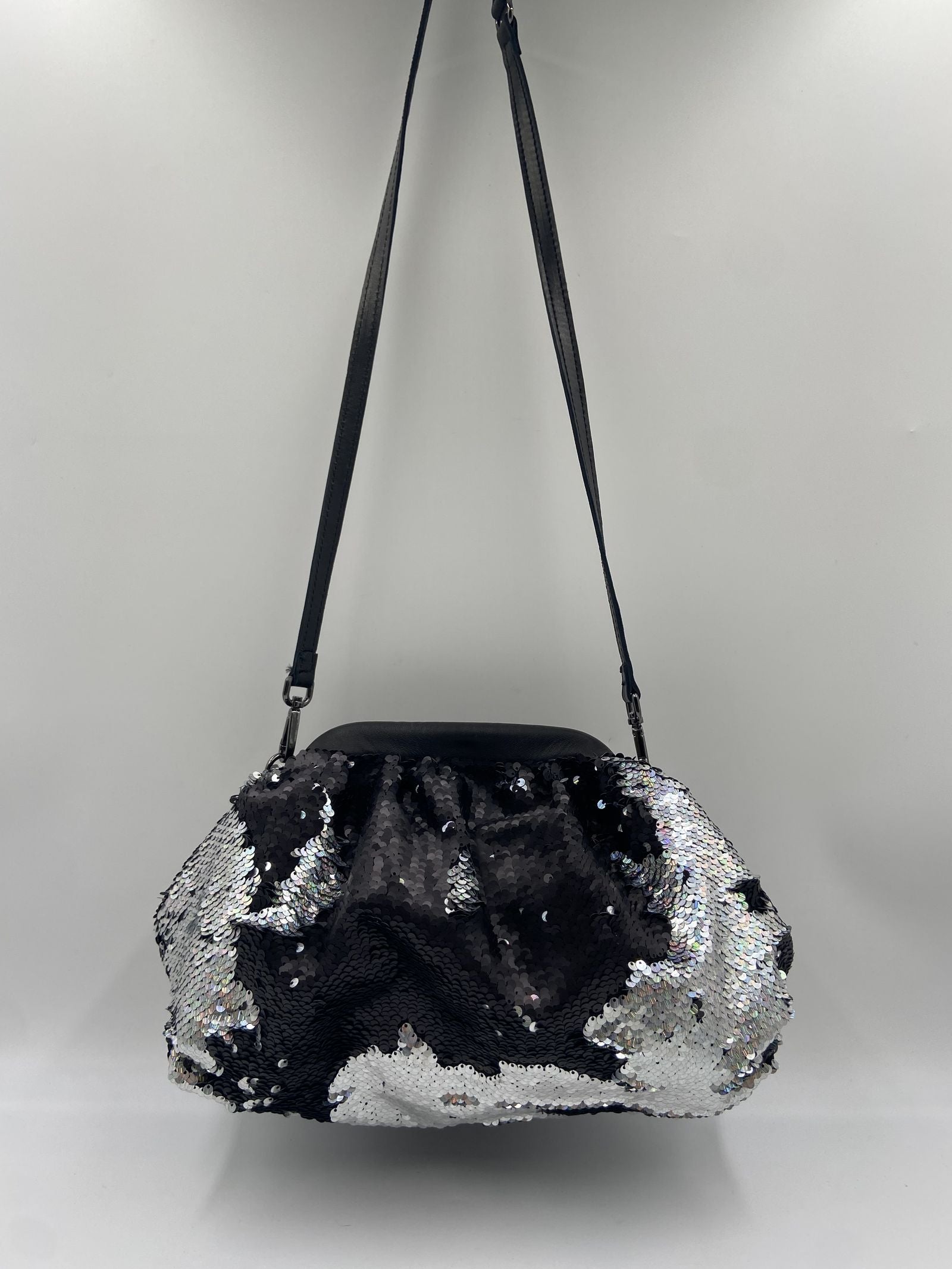 Borsa hobo paillettes argento nero - Ofelia AR027P ARGENTO OFELIA 