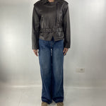 Giubbotto chiodo in pelle P104 MORO OFELIA 