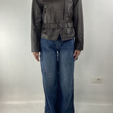 Giubbotto chiodo in pelle P104 NERO OFELIA 