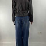 Giubbotto chiodo in pelle P104 NERO OFELIA 