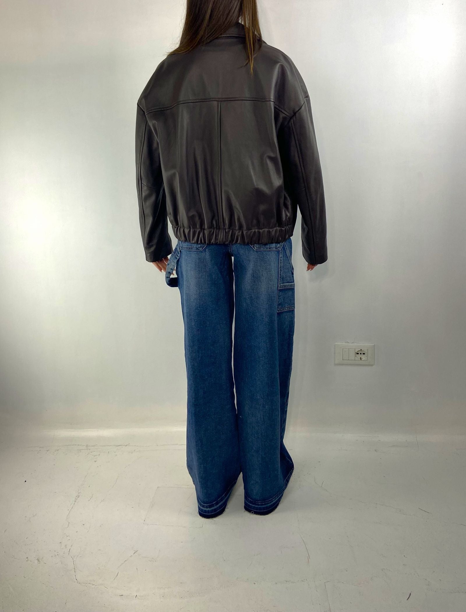 Giubbotto bomber in pelle P105 MORO OFELIA 