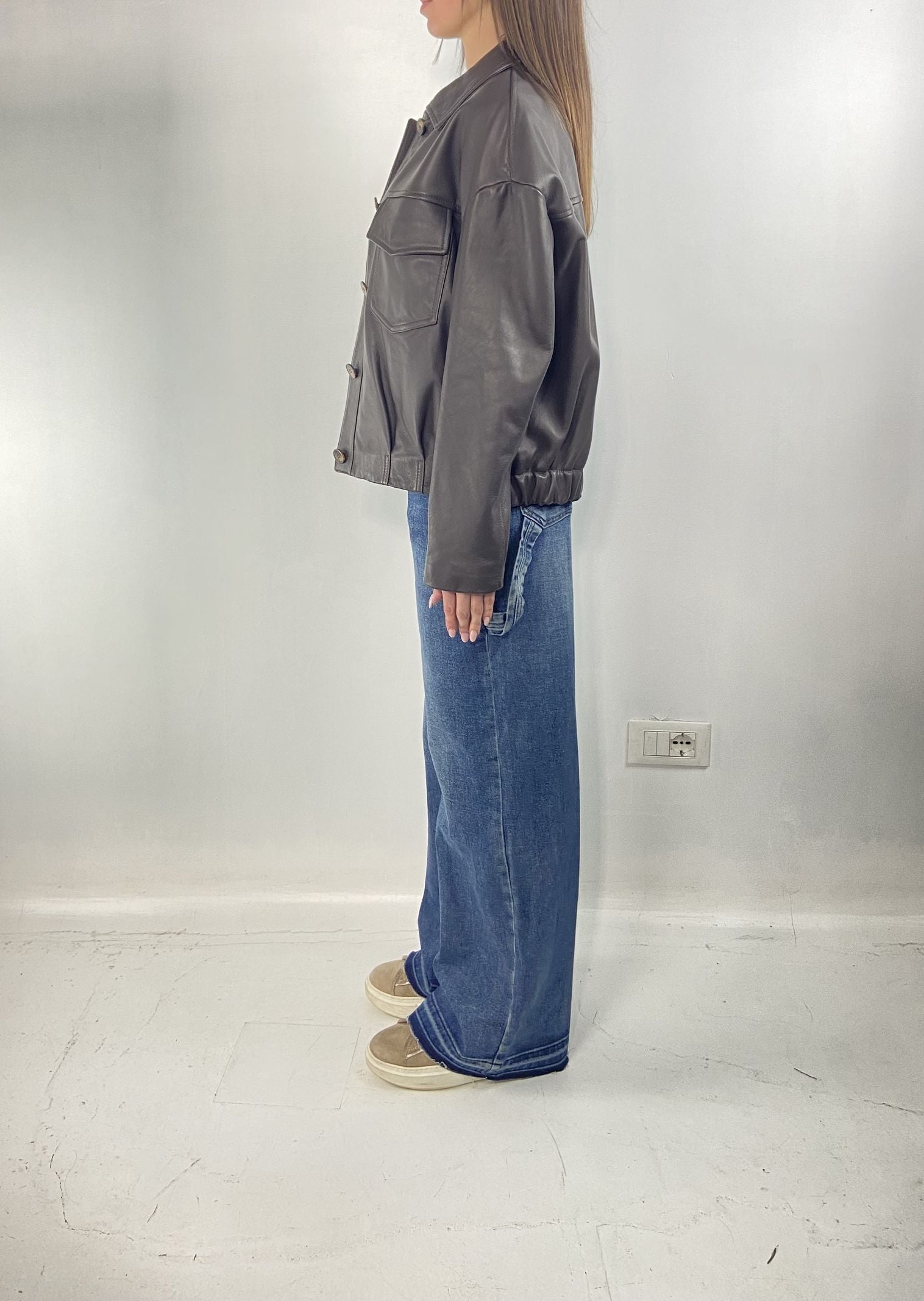 Giubbotto bomber in pelle P105 MORO OFELIA 