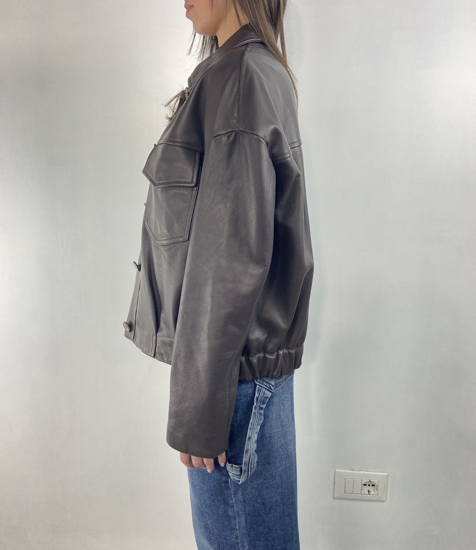 Giubbotto bomber in pelle P105 MORO OFELIA 