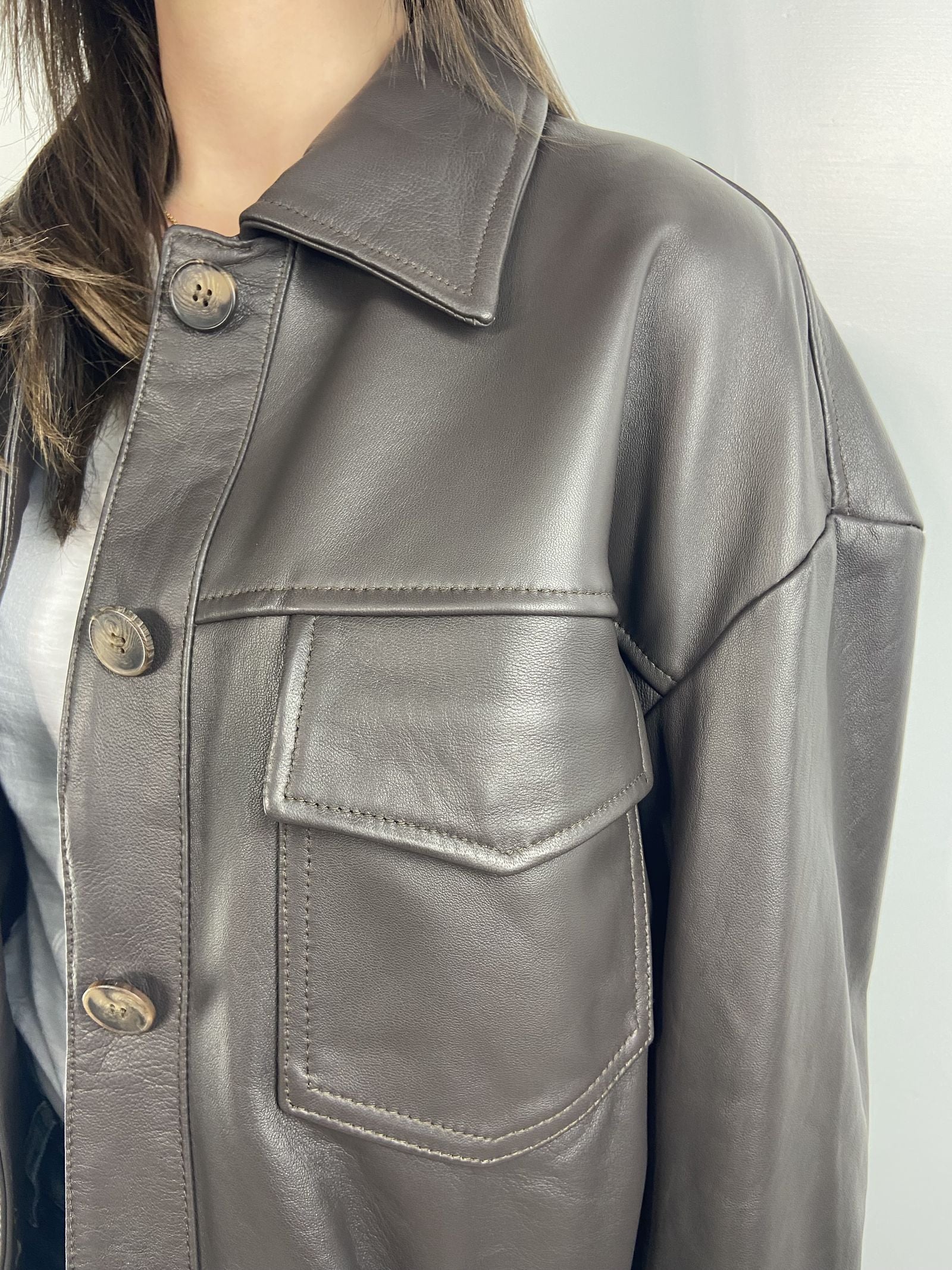 Giubbotto bomber in pelle P105 MORO OFELIA 