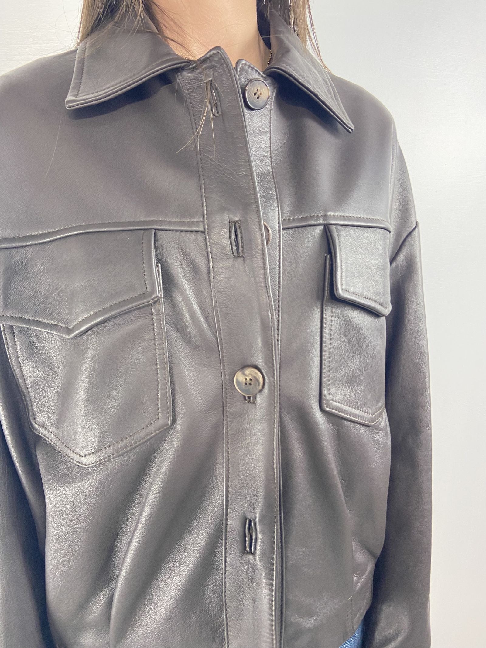 Giubbotto bomber in pelle P105 MORO OFELIA 