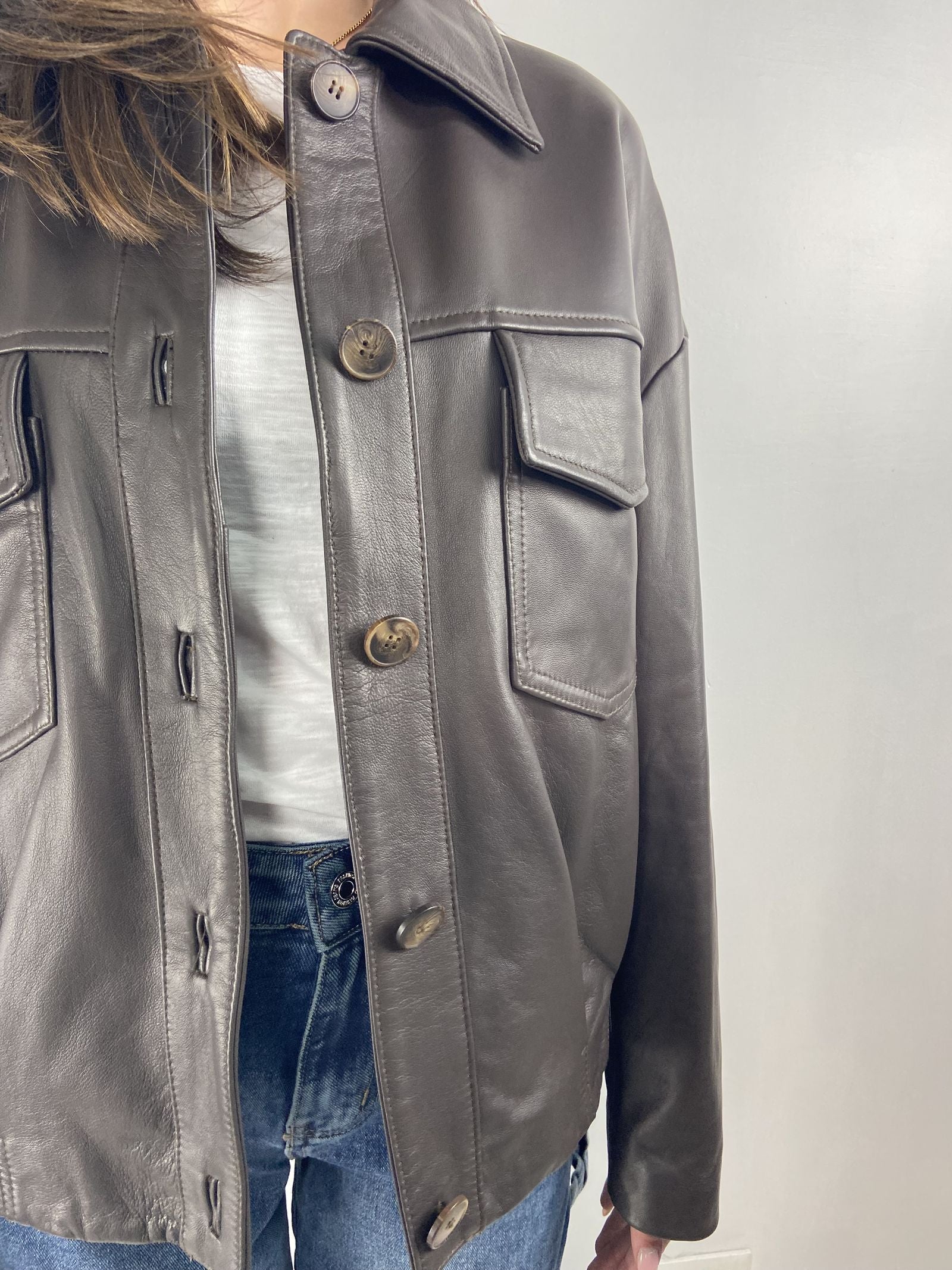 Giubbotto bomber in pelle P105 MORO OFELIA 