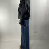 Giubbotto bomber in pelle P105 NERO OFELIA 