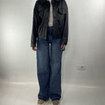 Giubbotto bomber in pelle P105 NERO OFELIA 