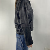Giubbotto bomber in pelle P105 NERO OFELIA 