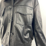 Giubbotto bomber in pelle P105 NERO OFELIA 
