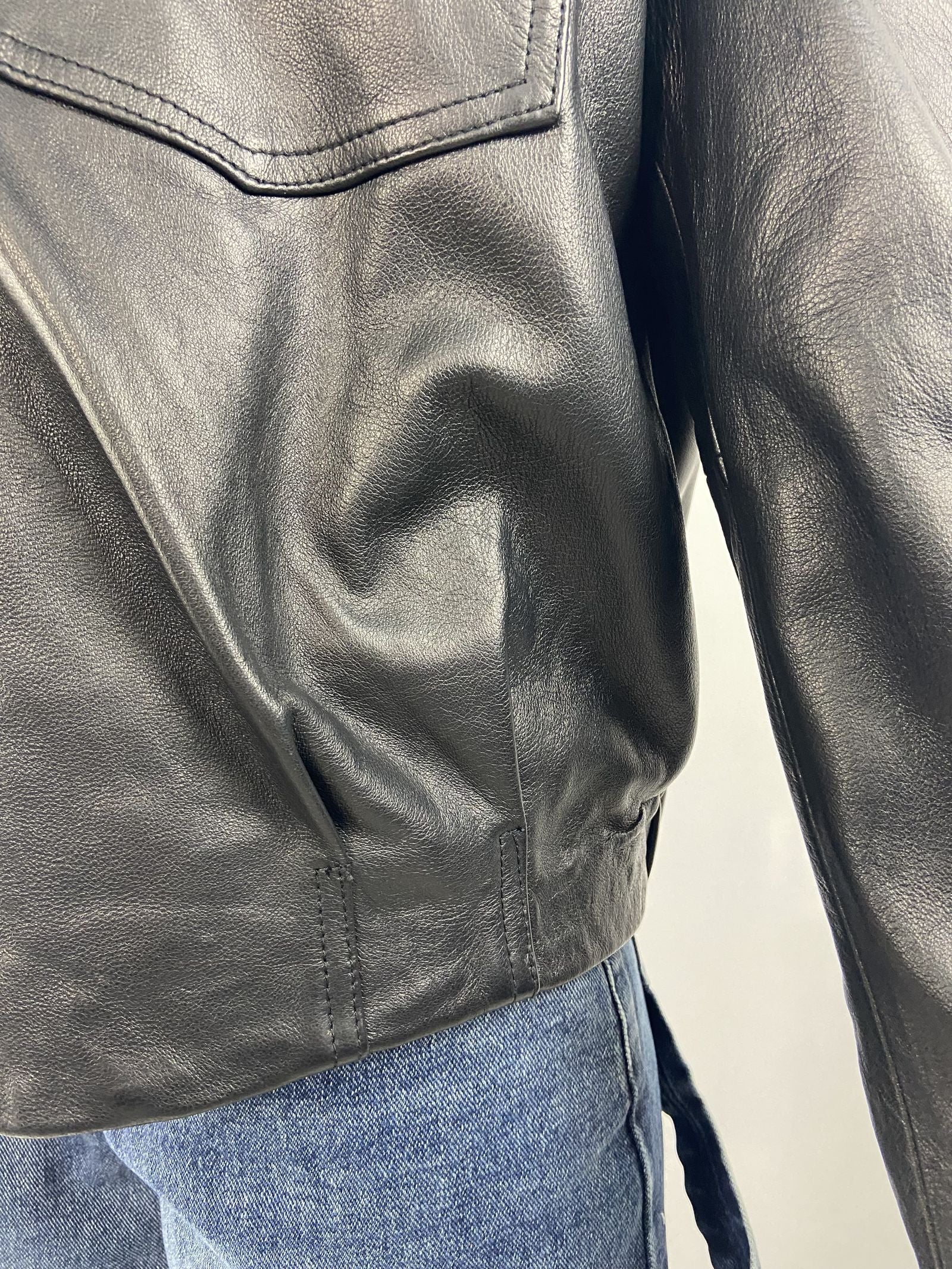 Giubbotto bomber in pelle P105 NERO OFELIA 