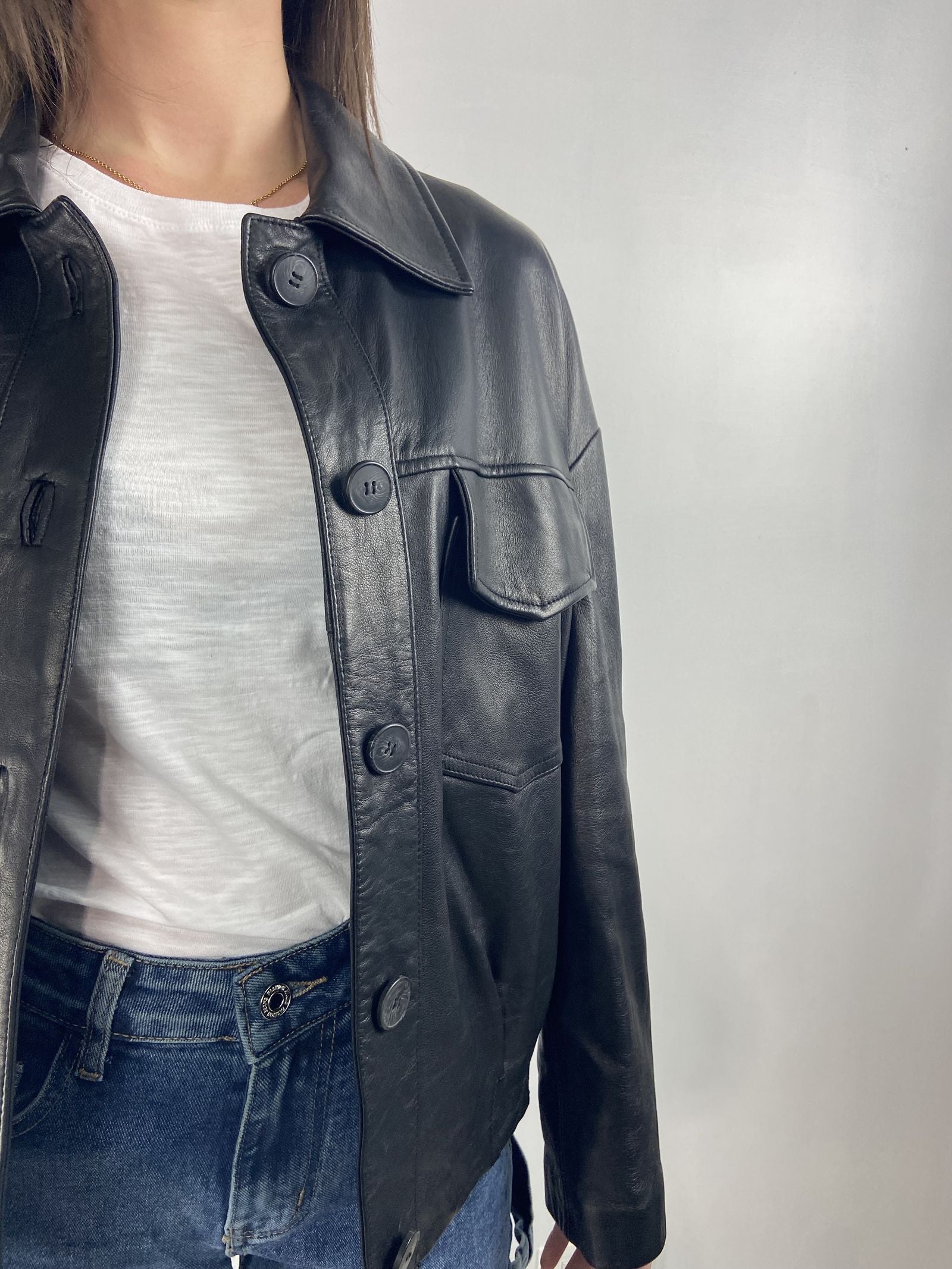 Giubbotto bomber in pelle P105 NERO OFELIA 