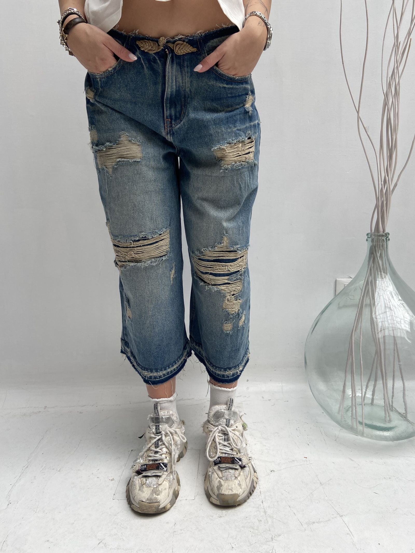 Bermuda lungo destroyed - Ofelia LAF284 DENIM OFELIA 