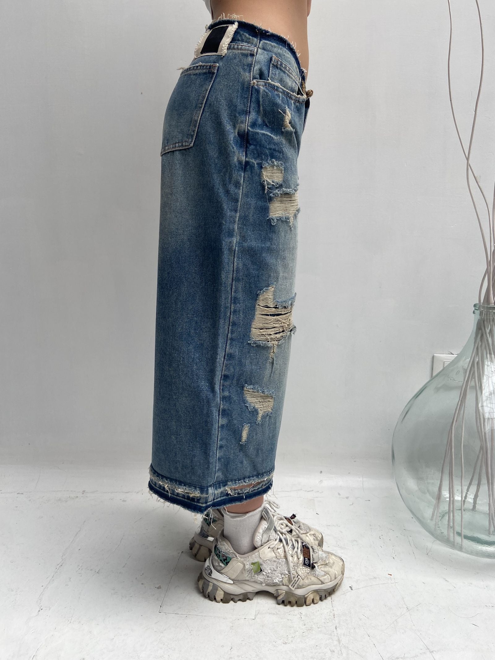 Bermuda lungo destroyed - Ofelia LAF284 DENIM OFELIA 