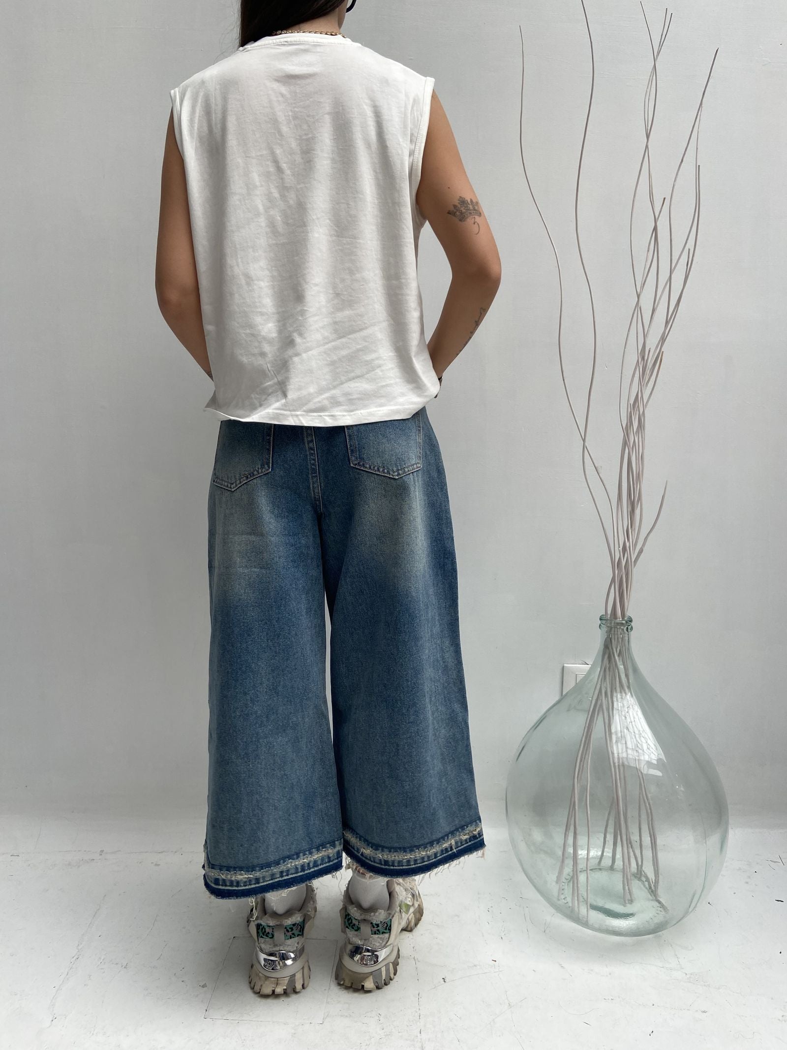 Bermuda lungo destroyed - Ofelia LAF284 DENIM OFELIA 