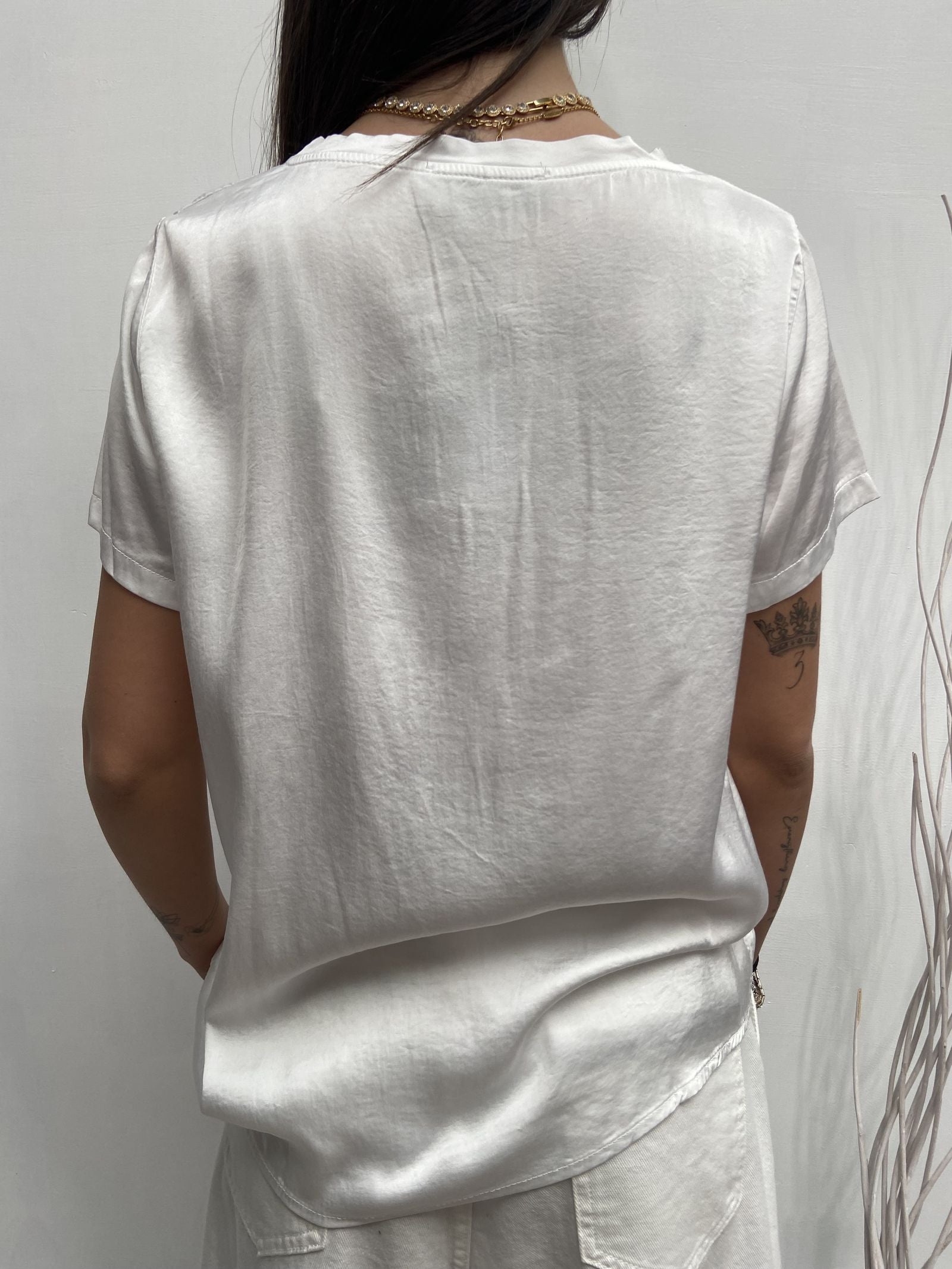 T- shirt girocollo satinata - Ofelia MS2003 BIANCO OFELIA 