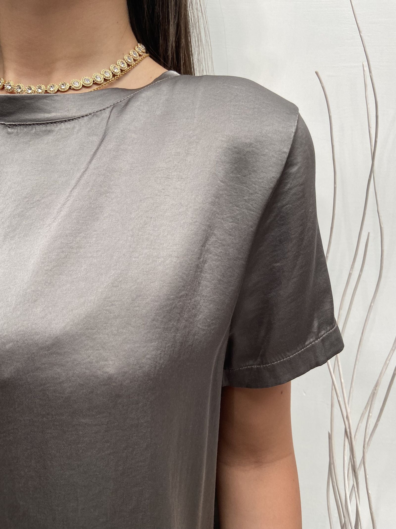 T- shirt girocollo satinata - Ofelia MS2003 GRIGIO OFELIA 