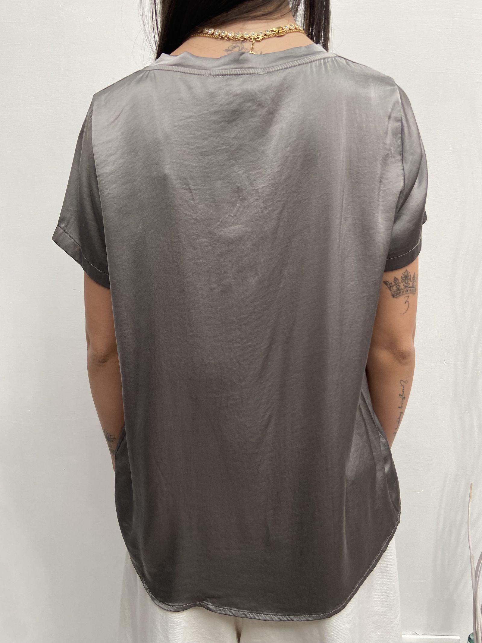 T- shirt girocollo satinata - Ofelia MS2003 GRIGIO OFELIA 