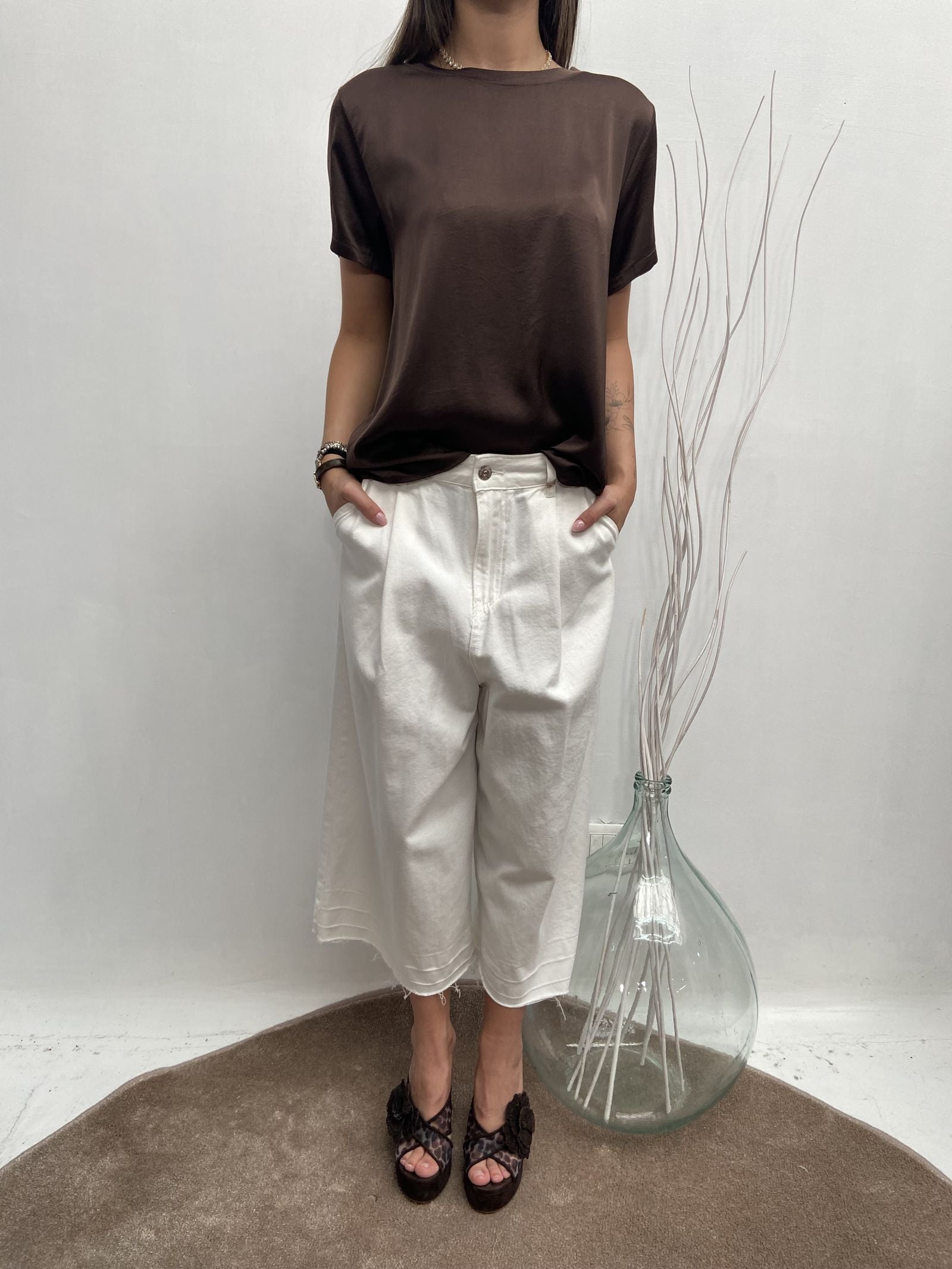 T- shirt girocollo satinata - Ofelia MS2003 MORO OFELIA 