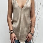 Top satinato scollo profondo - Ofelia MS2007 BEIGE OFELIA 