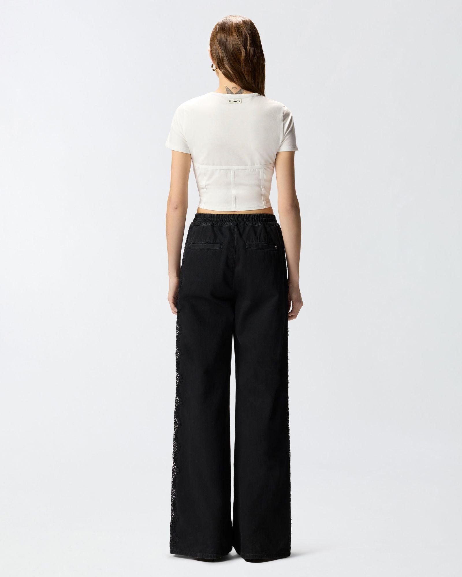 Pantaloni con banda laterale in pizzo - Pinko 106422A33U Z99 PINKO 