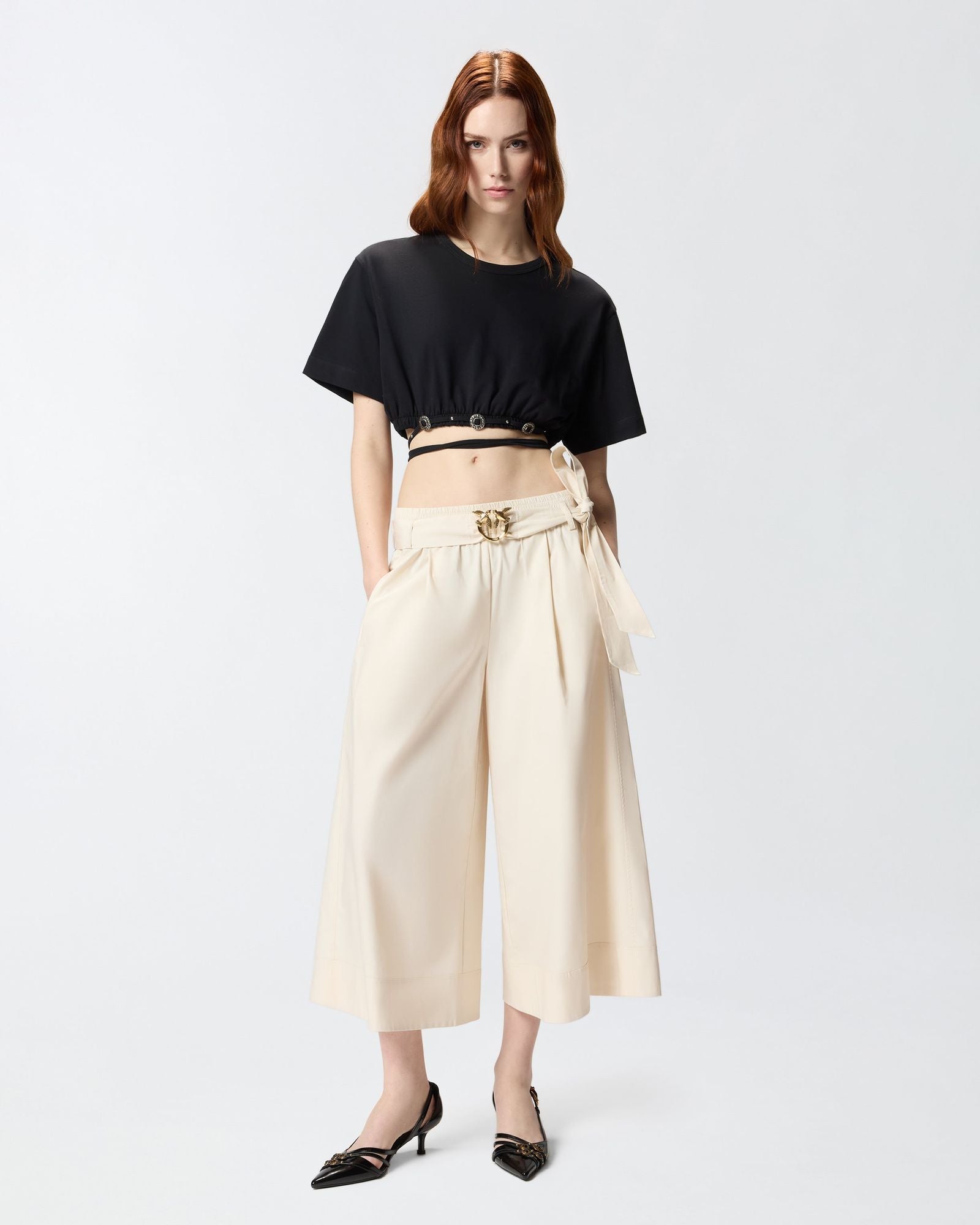 T-shirt cropped con laccio - Pinko 106907A3AR Z99 PINKO 