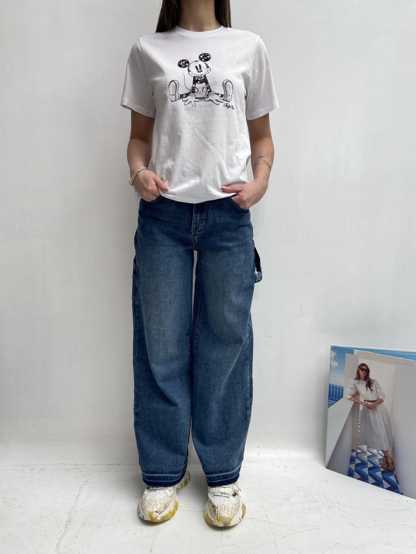 T-shirt girocollo Topolino -TopTee TP525 BIANCO TOP-TEE 
