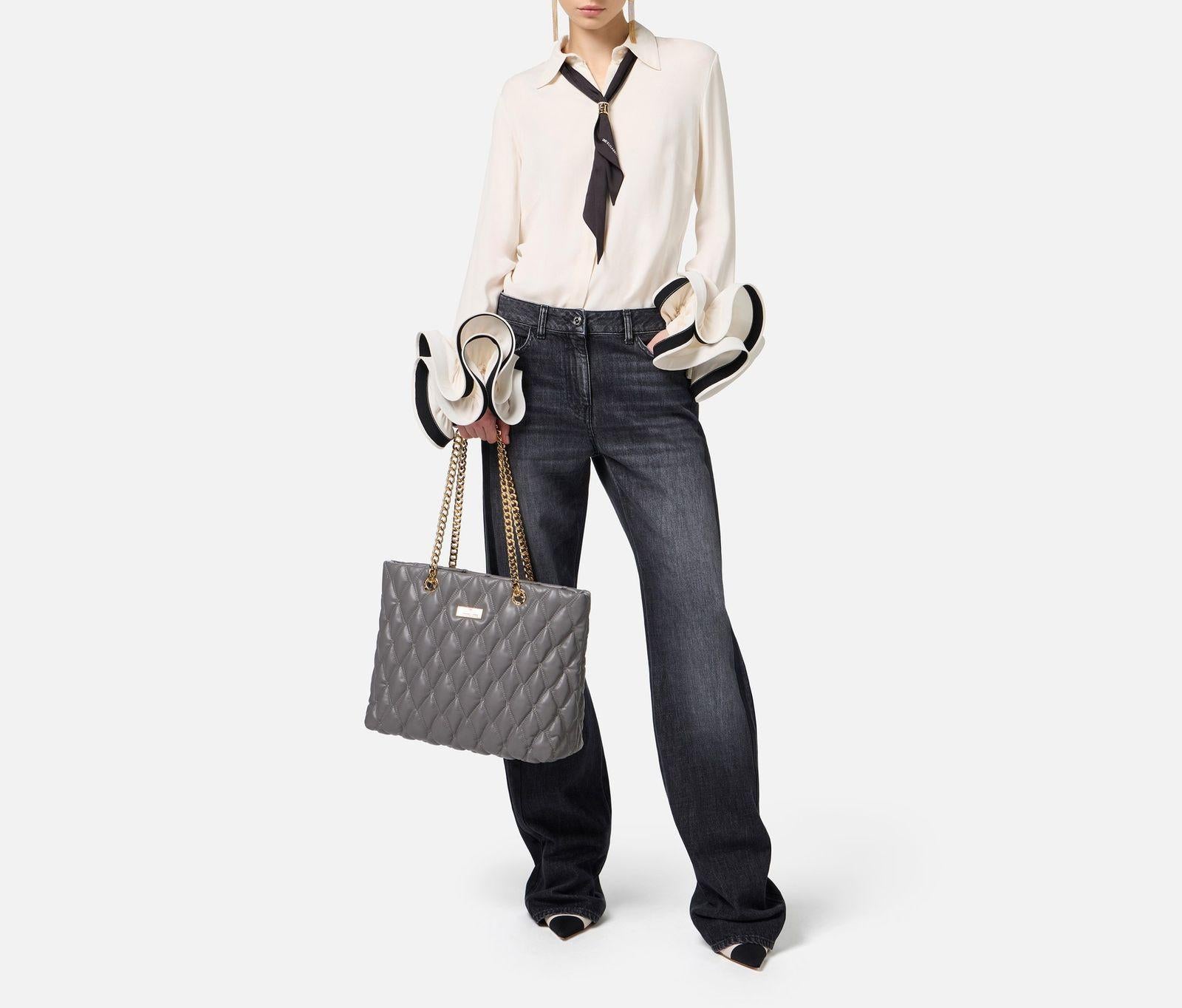 Camicia in goergette con rouches e foulard CAT9647E2 E84 ELISABETTA FRANCHI 