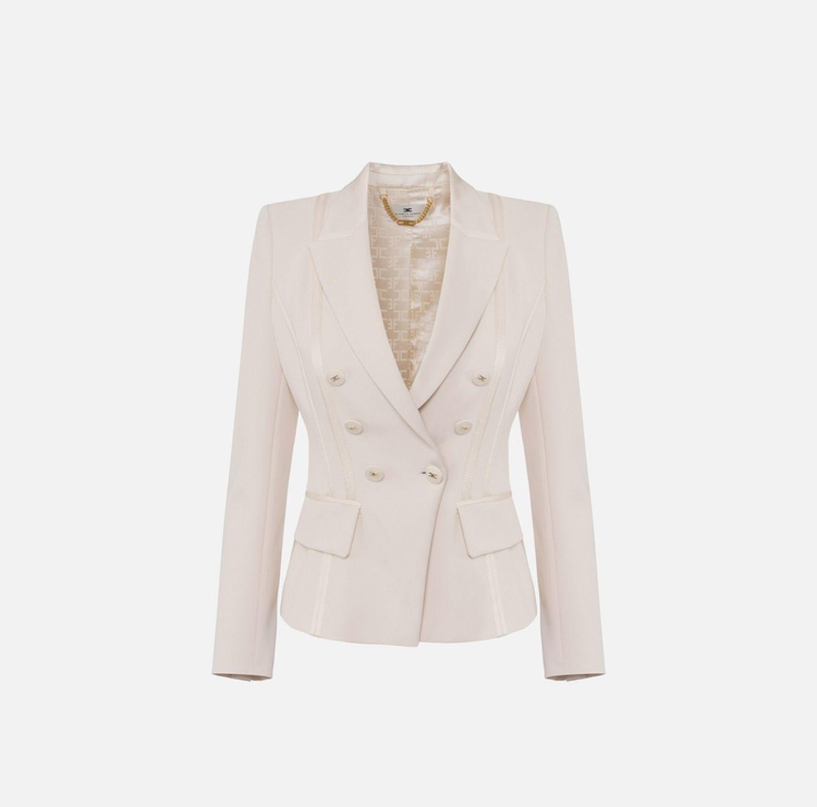 Giacca con dettagli in raso - Elisabetta Franchi GI14251E2 193 ELISABETTA FRANCHI 