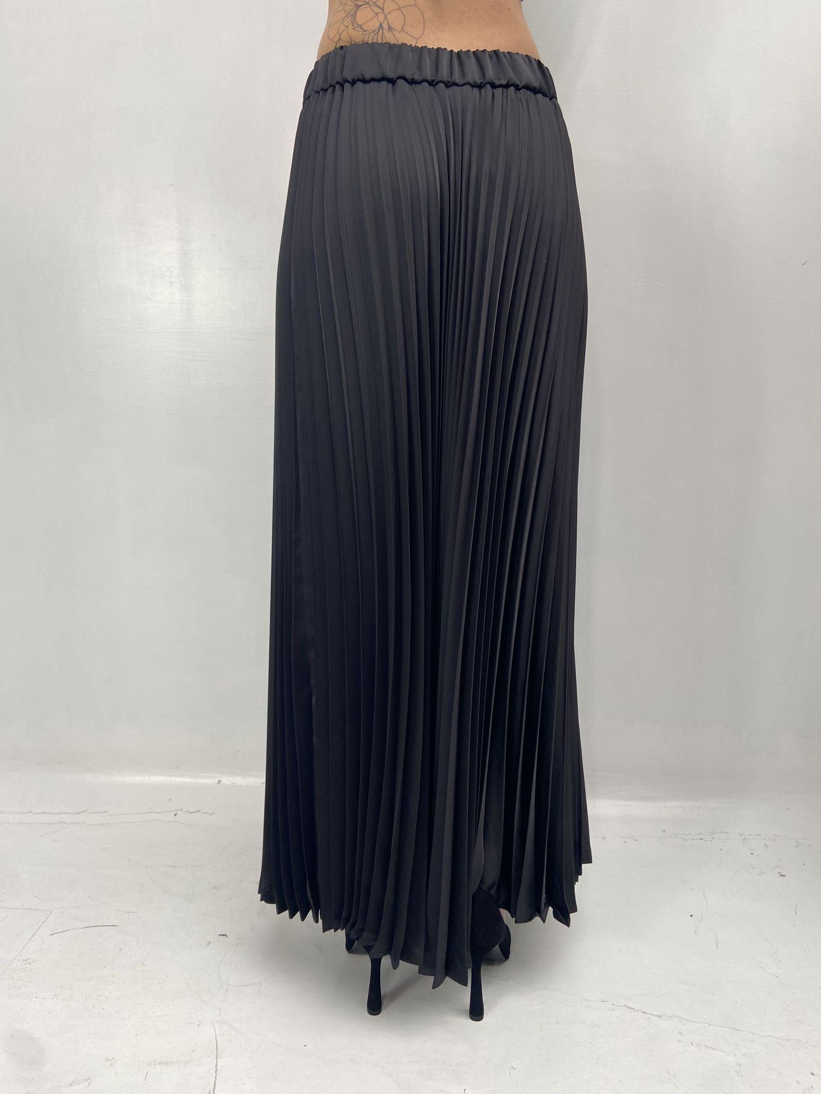 Gonna in raso plissè SK1183 NERO OFELIA 