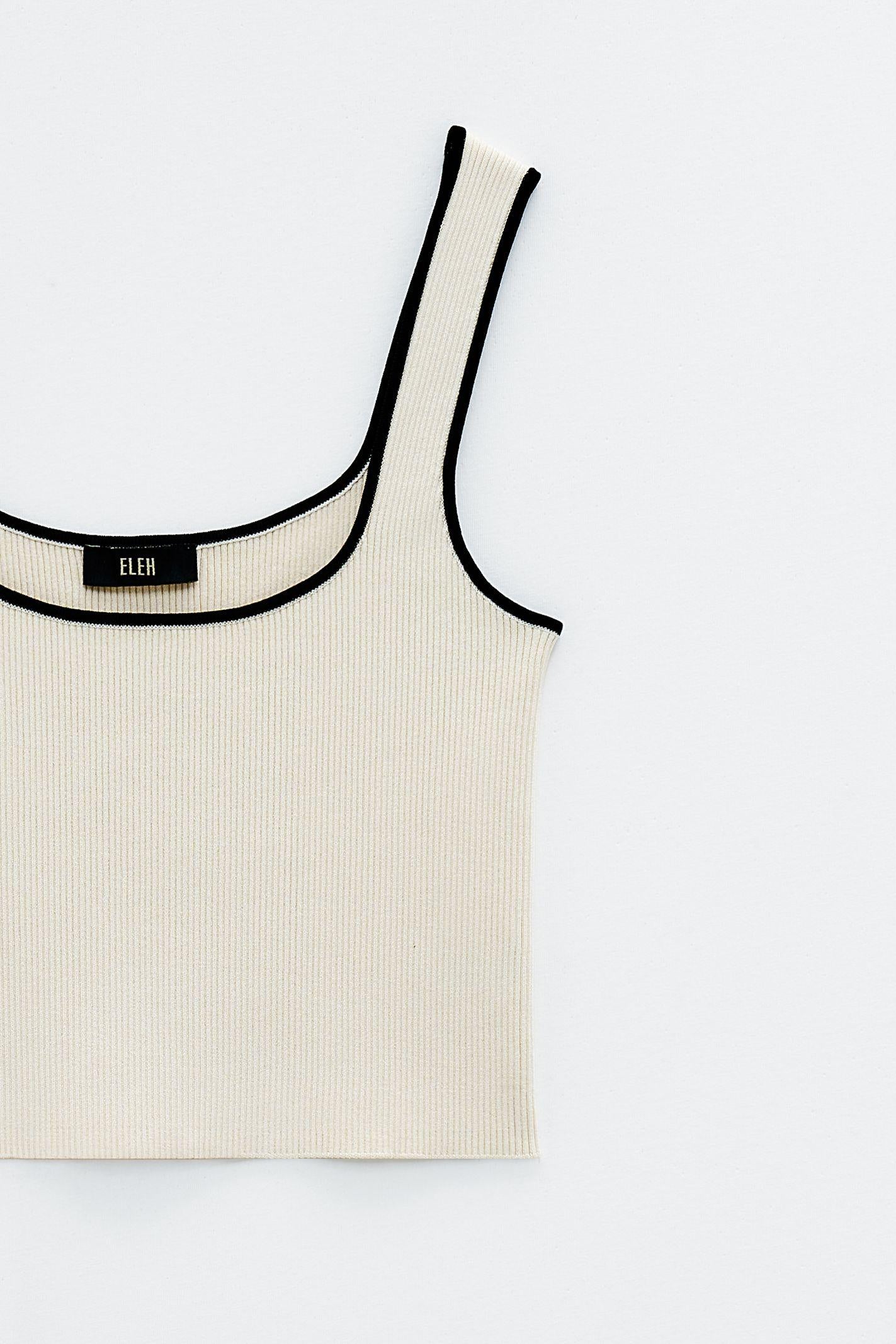 Top cropped con bordatura in contrasto SSEM5001 PANNA ELEH 
